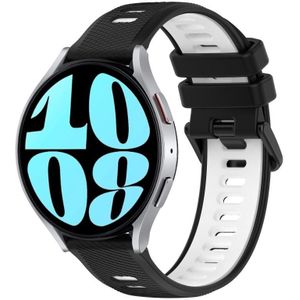 Voor Samsung Galaxy Watch 6 44 mm 20 mm sport tweekleurige siliconen horlogeband (zwart + wit)