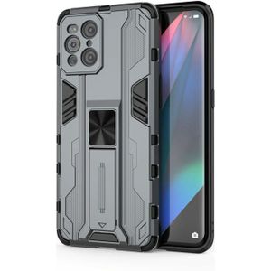 Voor OPPO Find X3 Supersonic PC + TPU Schokbestendige beschermhoes met houder (grijs)