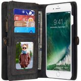 CaseMe for iPhone 8 Plus & 7 Plus  Multifunctional Leather Billfold with Detachable Magnetic PC Back Protective Case & Holder & 11 Card Slots & 3 Cash Slots & 1 Zipper Wallet & 2 Photo Frames & 3 Magnetic Clasps(Black)