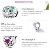 S925 Sterling Silver Cute Owl Beads DIY Bracelet Necklace Accessories
