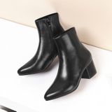 Autumn  Winter Glitter Square Heel Pointed Low-Top Women Boots  Size:33(Black)