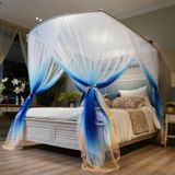 U-shaped Three-door Stainless Steel Tube Floor Retractable Mosquito Net  Size:1.2x2.0 Meters(Gradient Blue)