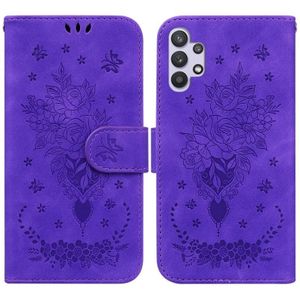 Voor Samsung Galaxy A32 5G Butterfly Rose Lederen telefoonhoesje