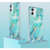 3D Electroplating Marble Pattern TPU Protective Case For iPhone 12 mini(Green)