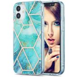 3D Electroplating Marble Pattern TPU Protective Case For iPhone 12 mini(Green)