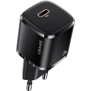 USAMS US-CC124 T36 20W PD USB-C / Type-C Single Port Mini Travel Charger  EU Plug(Black)
