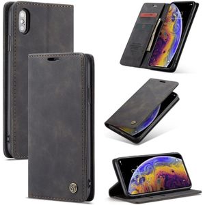 CaseMe-013 Multifunctional Retro Frosted Horizontal Flip Leather Case for iPhone X / XS  with Card Slot & Holder & Wallet(Black)