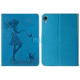 Geperst afdrukken vrouw en kat patroon horizontale flip lederen tablet case voor iPad mini 6