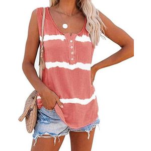 Loose Tie-dye Striped Printed Vest T-shirt for Ladies (Color:Orange Red Size:XL)
