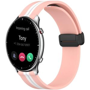 Voor Amazfit GTR 2 22 mm opvouwbare magnetische sluiting siliconen horlogeband (roze + wit)