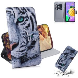 For LG K62 / K52 / Q52 Coloured Drawing Horizontal Flip Leather Case  with Holder & Card Slots & Wallet(Tiger)