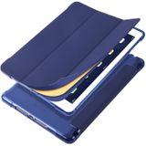 For iPad Air / Air 2 / 9.7 (2017) & (2018) 3-folding Horizontal Flip PU Leather + Shockproof TPU Case with Holder & Pen Slot(Dark Blue)