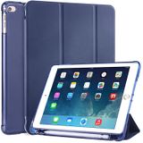 For iPad Air / Air 2 / 9.7 (2017) & (2018) 3-folding Horizontal Flip PU Leather + Shockproof TPU Case with Holder & Pen Slot(Dark Blue)