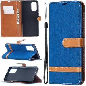 For Samsung Galaxy Note20 Color Matching Denim Texture Horizontal Flip Leather Case with Holder & Card Slots & Wallet & Lanyard(Royal Blue)