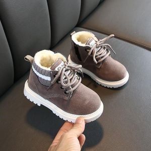 Herfst Winter Kinderen Martin Laarzen Jongens Meisjes Pluche Warme Laarzen Casual Schoenen  Maat: 29 (Grijs)