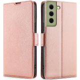 Voor Samsung Galaxy S21 FE 5G Ultra-Thin Spanning Side Buckle PU + TPU Horizontale Flip Leren Case met Houder & Card Slot (ROSE GOUD)