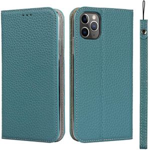 Litchi Texture Horizontal Flip Top Layer Cowhide Leather Case with Holder & Card Slots & Wallet & Strap & Wire Winder For iPhone 11 Pro Max(Sky Blue)