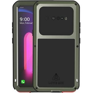 For LG V60 ThinQ 5G LOVE MEI Metal Shockproof Waterproof Dustproof Protective Case with Glass(Army Green)