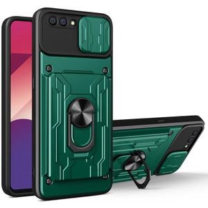 Voor Oppo A5 / A3S Sliding Camshield Card Phone Case (Dark Green)