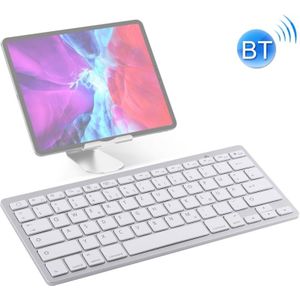 WB-8022 Ultra-thin Wireless Bluetooth Keyboard for iPad  Samsung  Huawei  Xiaomi  Tablet PCs or Smartphones  German Keys(Silver)