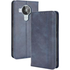 For Nokia 7.3 Magnetic Buckle Retro Crazy Horse Texture Horizontal Flip Leather Case with Holder & Card Slots & Photo Frame(Blue)