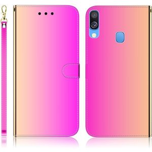 For Galaxy A40 Imitated Mirror Surface Horizontal Flip Leather Case with Holder & Card Slots & Wallet & Lanyard(Gradient Color)