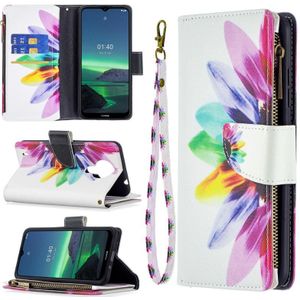 For Nokia 1.4 Colored Drawing Pattern Zipper Horizontal Flip Leather Case with Holder & Card Slots & Wallet(Lotus)