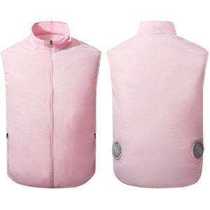 Refrigeration Heatstroke Prevention Outdoor Ice Cool Vest Overalls with Fan  Size:L(Pink)