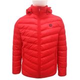 USB Heated Smart Constant Temperature Hooded Warm Coat for Men and Women (Color:Red Size:XXXXL)