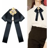 Dames retro stijl doek stof Pearl diamond brooch Bow tie bow kleding accessoires  stijl: stropdas riemen versie (lichtgrijs)
