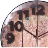 Simple Retro Imitation Wood Grain Three-dimensional Digital Round Wall Clock