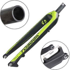 TOSEEK Ultra Light 29 Inch 435mm Mountain Bike Full Carbon Front Fork Straight Head Tube Disc Brake(Green)