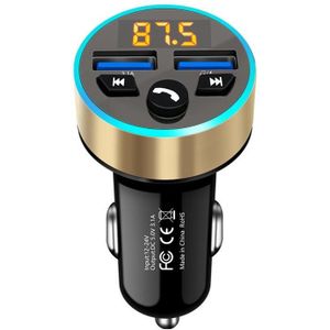 Halo Car MP3 Bluetooth Player Car Charger Car FM Transmitter 3.1A Car Charger(Tyrant Gold)