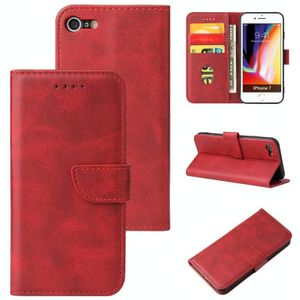 Kalf textuur gesp horizontale flip lederen geval met houder en kaart slots &portemonnee voor iPhone SE 2020 & 8 &7 (rood)