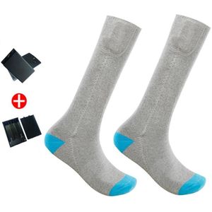 Y201 Winter Warm Tube Verwarmde Katoenen Sokken Outdoor Verwarmde Skisokken  Stijl: Met Batterijdoos (Grijs Meer Blauw)