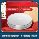 20cm Electric Rotating Turntable Display Stand LED Light Video Shooting Props Turntable  Power Plug:220V EU Plug(White)