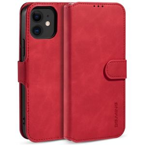 DG.MING Retro Oil Side Horizontal Flip Case with Holder & Card Slots & Wallet For iPhone 12 mini(Red)
