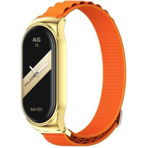 Voor Xiaomi Mi Band 8 Mijobs CS Case Nylon ademende horlogeband (oranje goud)
