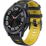 Voor Samsung Galaxy Watch 6 Classic 47 mm 20 mm tweekleurige siliconen horlogeband (zwart + geel)