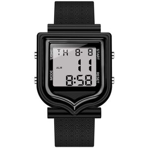 SANDA 388 modieuze Square outdoor sport Leisure horloge mannen en vrouwen multi-functioneel waterdicht lichtgevende elektronische horloge (wit)