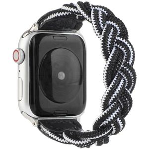 Elastic Woven Watchband For Apple Watch Series 6 & SE & 5 & 4 44mm / 3 & 2 & 1 42mm  Length:130mm(Black White)