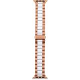 Voor Apple Watch Series 6 & SE & 5 & 4 44 mm / 3 & 2 & 1 42 mm roestvrij stalen polsband horlogeband (wit + goud)