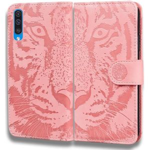 For Samsung Galaxy A50 / A30s Tiger Embossing Pattern Horizontal Flip Leather Case with Holder & Card Slots & Wallet(Pink)