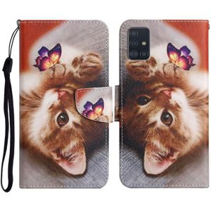 Voor Samsung Galaxy A71 Geschilderd Patroon Horizontale Flip Lederen Case met Houder & Card Slot & Portemonnee (Butterfly Cat)