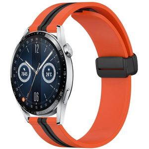 Voor Huawei Watch GT3 42 mm 20 mm opvouwbare magnetische sluiting siliconen horlogeband (oranje + zwart)