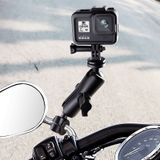 25mm Ball Head Motorcycle Rearview Mirror Fixed Mount Holder with 2 types of U-bolts for GoPro HERO9 Black / HERO8 Black /HERO7 /6 /5  DJI Osmo Action Xiaoyi and Other Action Cameras(Black)