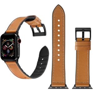 Solid Color TPU + Stainless Steel Watch Strap for Apple Watch Series 5 & 4 44mm / 3 & 2 & 1 42mm(Brown)