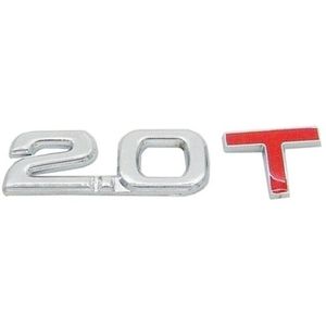3D Universal Decal Chromed Metal 2.0T Car Emblem Badge Sticker Car Trailer Gas Displacement Identification  Size: 8.5x2.5 cm