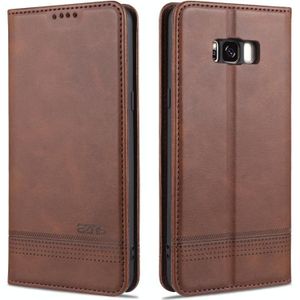 For Samsung Galaxy S8 AZNS Magnetic Calf Texture Horizontal Flip Leather Case with Card Slots & Holder & Wallet(Dark Brown)