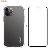 Hat-Prince ENKAY 2 in 1 Clear TPU Soft Case Shockproof Cover + 0.26mm 9H 2.5D Full Glue Full Coverage Tempered Glass Protector Film For iPhone 12 Pro Max